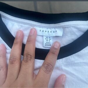 Topshop Black and White Short Sleeve Tee